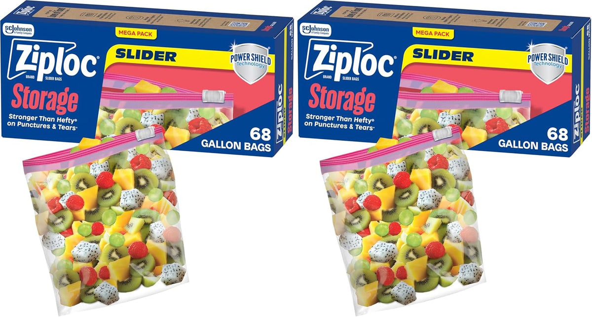 Ziplora Food Storage Slider Bags, 104 Total Bags, 26 Count Per Pack, Leakproof | 104 Count
