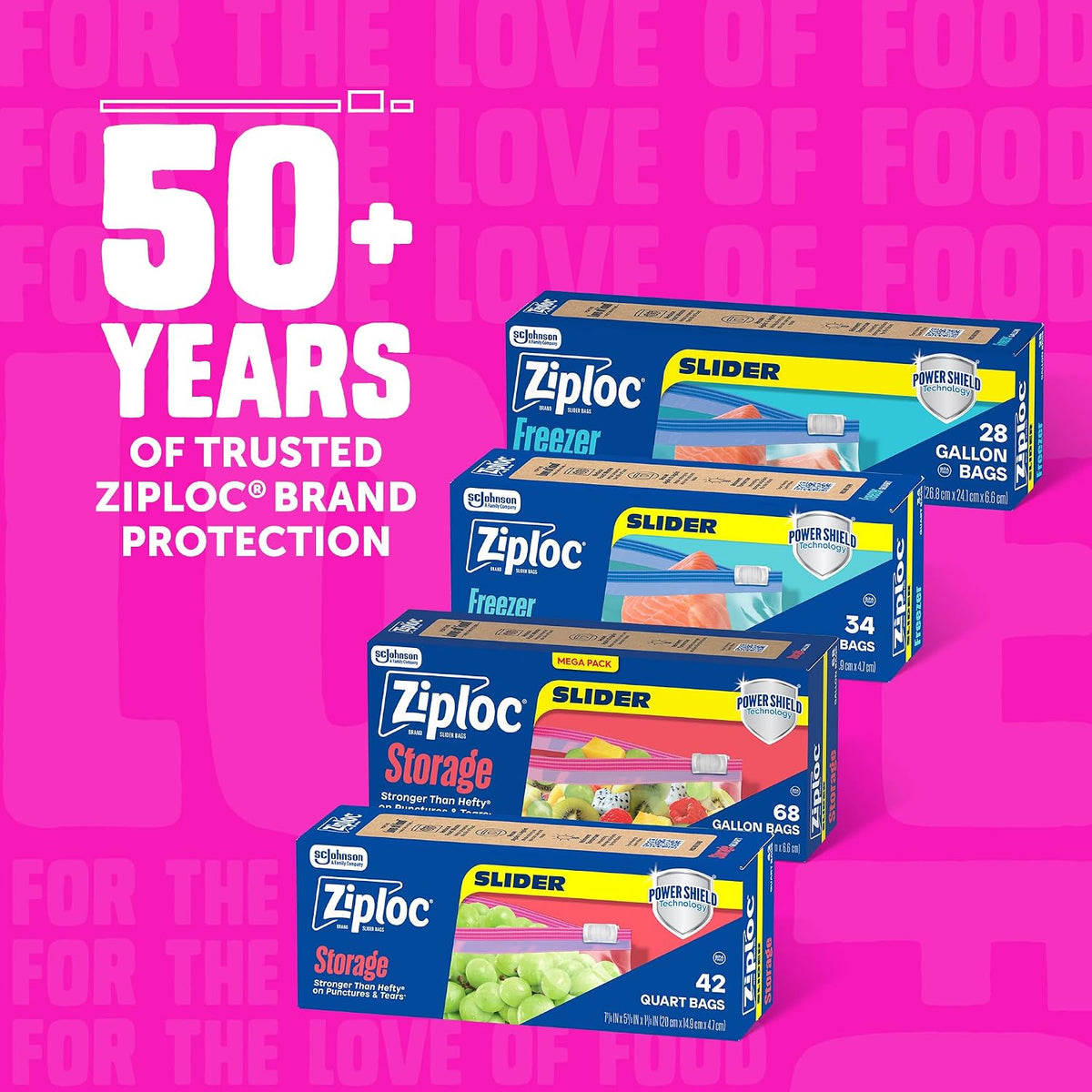 Ziplora Food Storage Slider Bags, 104 Total Bags, 26 Count Per Pack, Leakproof | 104 Count