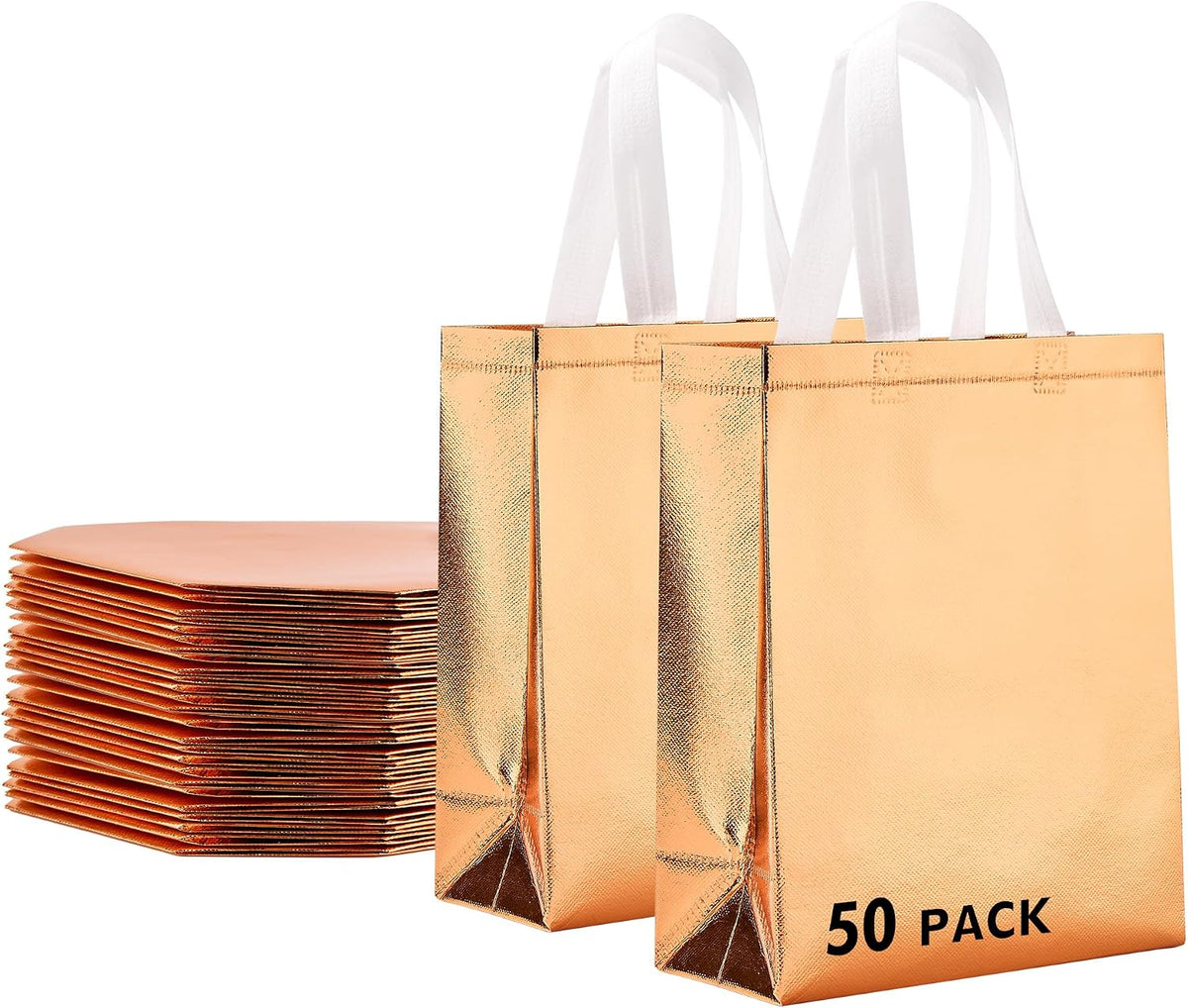 Iridora 100 Pcs Iridescent Glossy Gift Bags, 8.4 x 10 Inch, Holographic Handles | 100 Pcs
