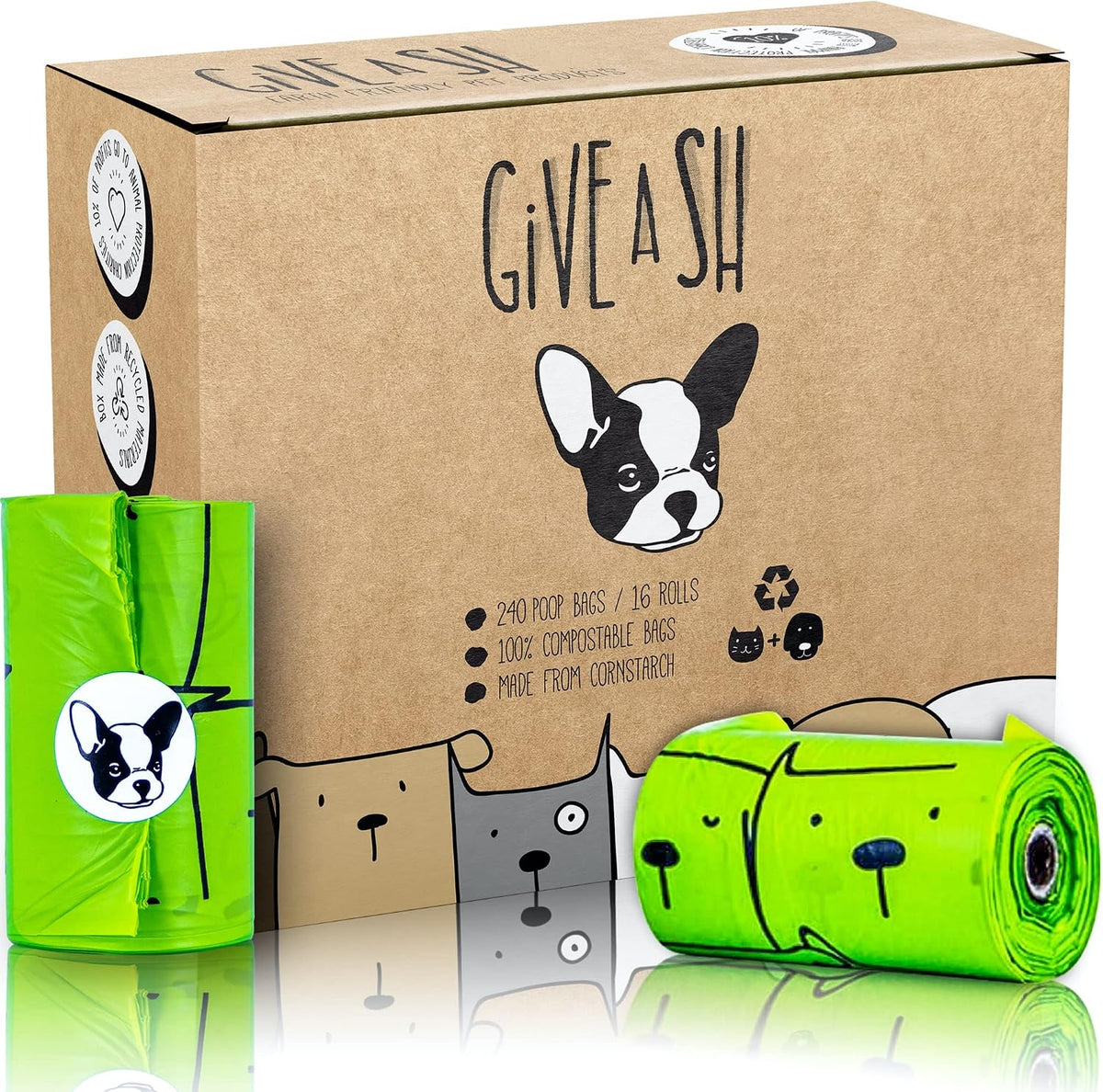 Certiva Home Compostable Dog Poop Bags, 240 Plant-Based Bags, 16 Rolls for Waste