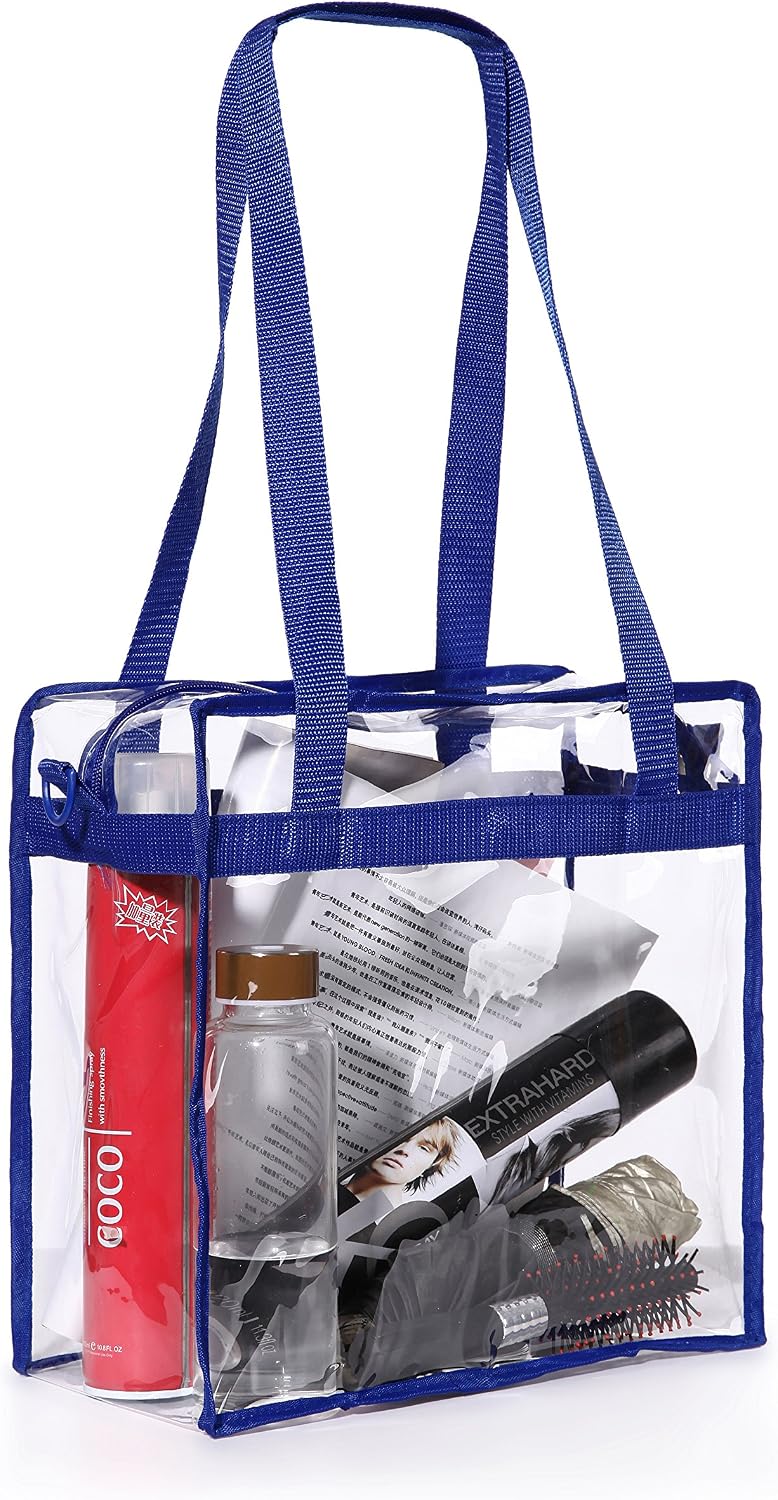 Bacora Clear Bags 12x12x12 Adjustable Shoulder Tote Bag with Zipper Closure Travel