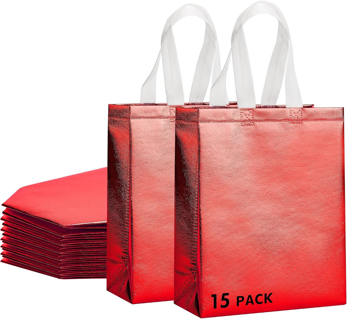 Iridora 100 Pcs Iridescent Glossy Gift Bags, 8.4 x 10 Inch, Holographic Handles | 100 Pcs