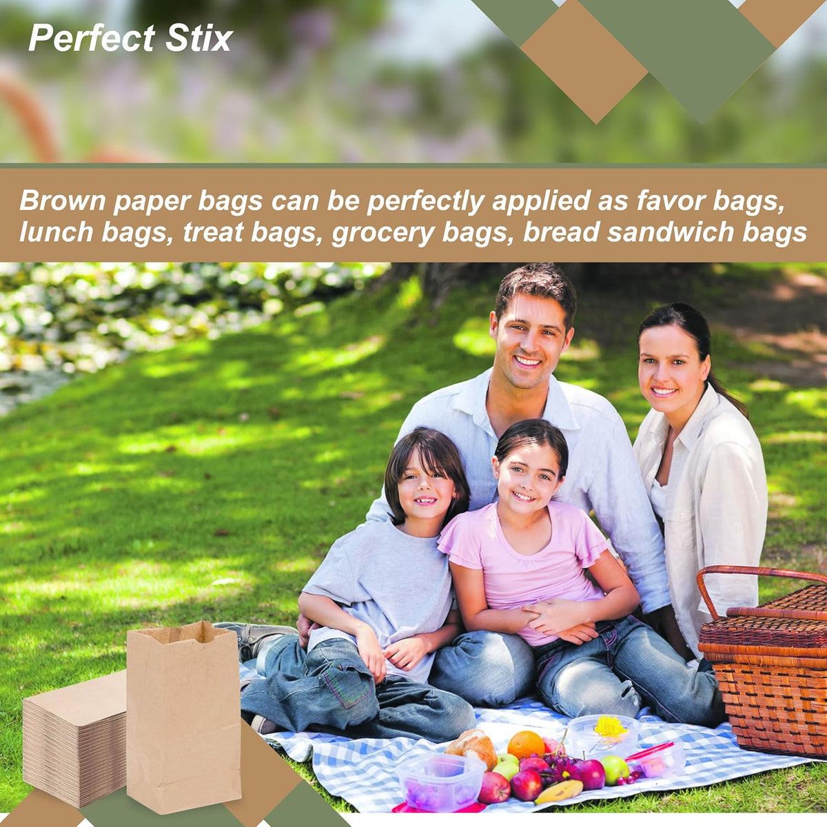Pravelo 2lb Brown Paper Bags - Kraft Grocery Bags for Food Packaging, 500 Count Pack